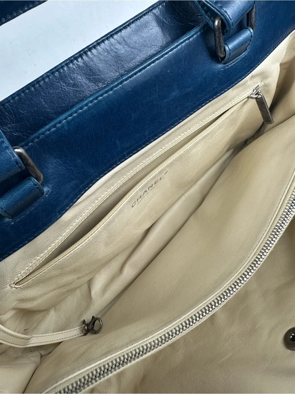 CHANEL Blue Quilted Leather Boy Tote / Shoulder Bag – Ruthenium Hardware